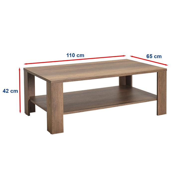 Hanah Home Mesa de Centro Nogal con Almacenamiento